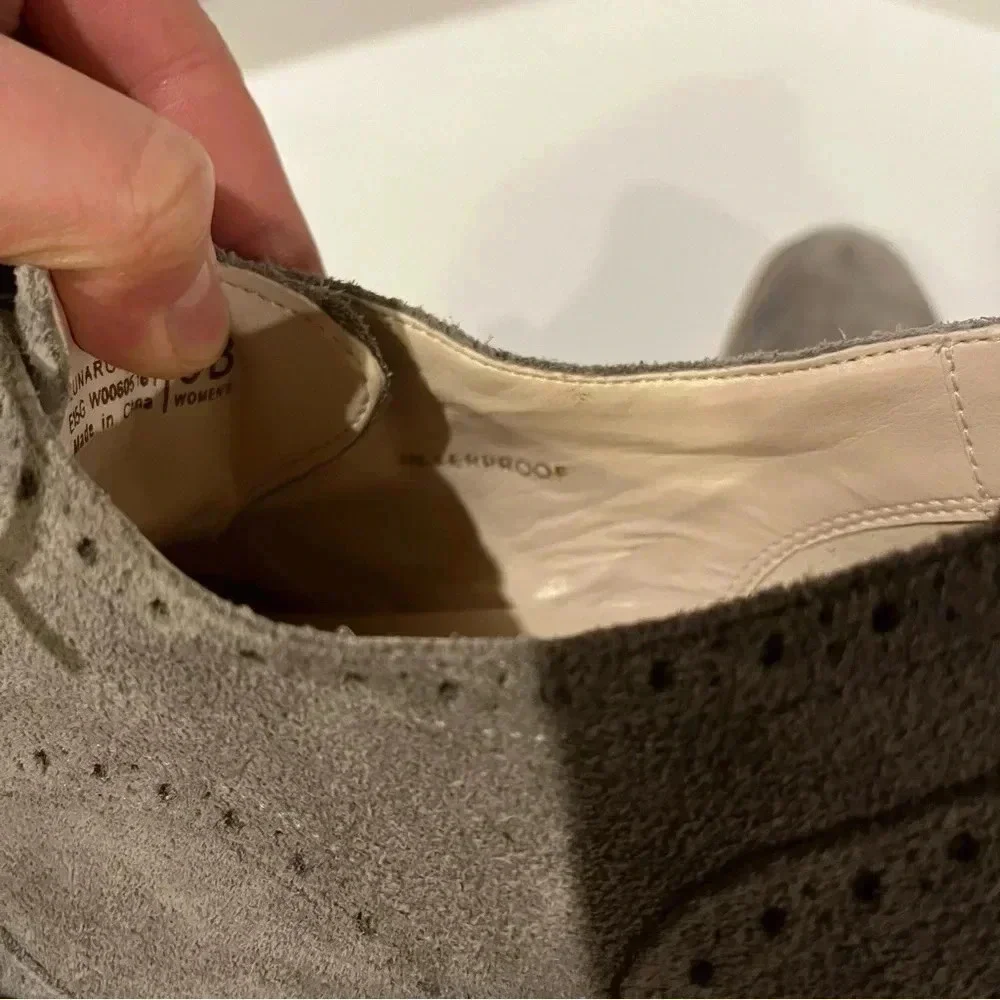 Cole Haan Womens Lunargrand Wingtip II Lace up Oxford Flats Grey Waterproof Sz 9